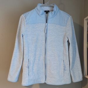 Talbots Light Blue Fleece Utility Jacket Petite Small
